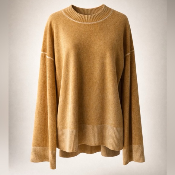 Elizabeth &James 100%Cashmere Relaxed Sweater Golden Ochre XS (oversized) EUC